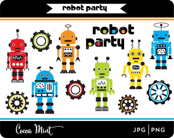 Robot Party Clip Art Il_570xn