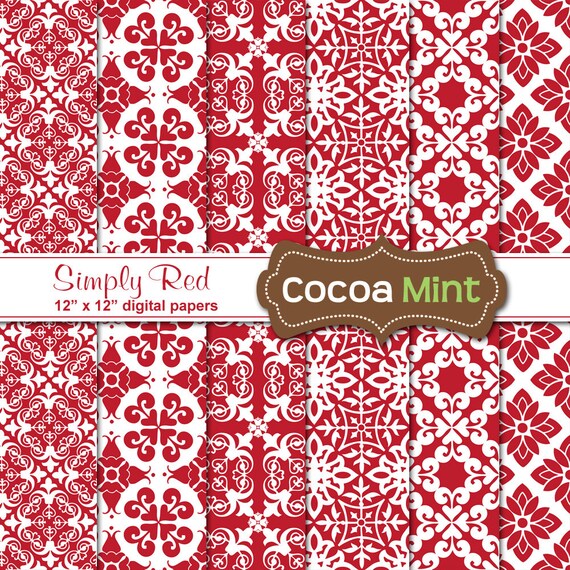 Simply Red Digital Papers Il_570xn