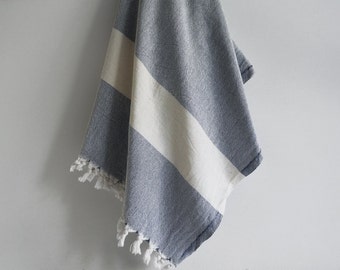 Bathstyle Turkish BATH Towel Peshtemal - SOFT - Navy Blue Color - Wedding Gift, Beach, Spa, Swim, Pool Towels and Pareo