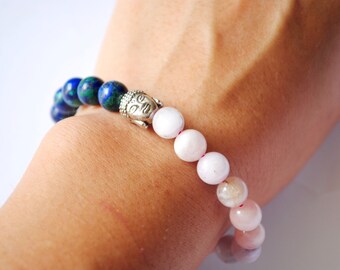 Great Combination Bracelet with Kunzite & Azurite Stones A+
