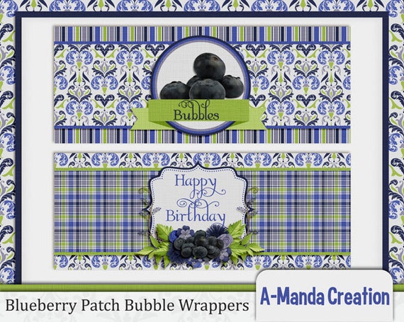 Blueberry Patch Printable Bubble Wrappers for your Blueberry themed birthday party favors Il_570xn