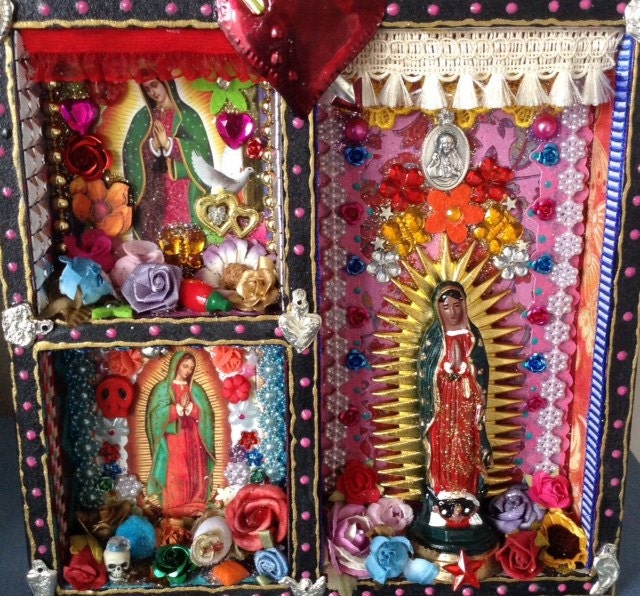 Mexican shrine Our Lady of Guadalupe Shadow box The Virgin