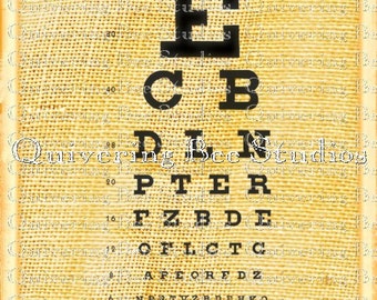 vintage eye chart typography letters digital graphic download fabric