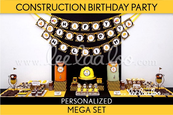 Construction Birthday Party Package Collection Set Mega Personalized Printable // Construction - B2Pz2 Il_570xn