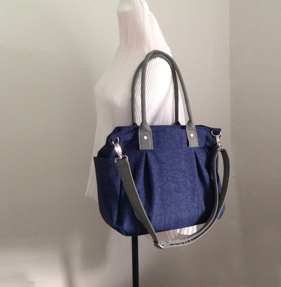 SALE Messenger bag Tote in Navy blue and Grey