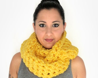 Chunky Infinity Scarf, Lemon Zest Yellow Oversized Crocheted Infinity Scarf, Winter Accessories - il_340x270.607118159_lpvk