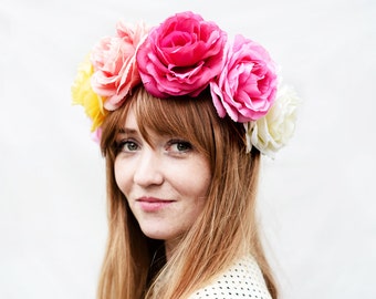 Day of the Dead Flower Crown, Dia de los Muertos Headpiece, Day of the Dead Costume, Mexican Headpiece, Floral Crown, Frida Kahlo