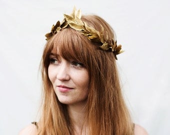 Gold Leaf Headband, Gold Crown, Metallic Gold, Festival Clothing, Gold Leaf Crown, Leaf Headband, Gold Leaf Headpiece, Costume, Greek Crown