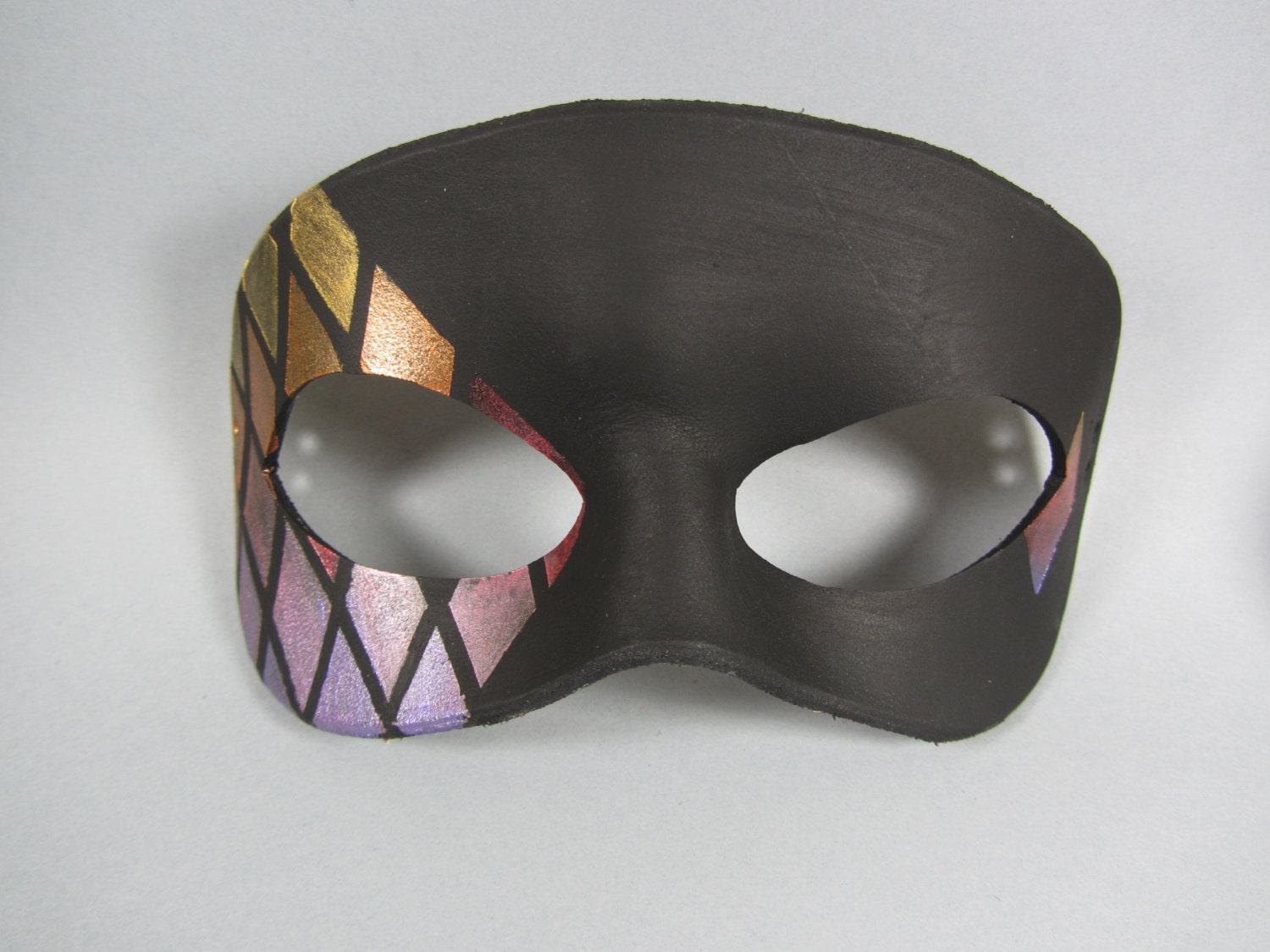 Sunset Colors Stained Glass Tiled Leather Masquerade Mask