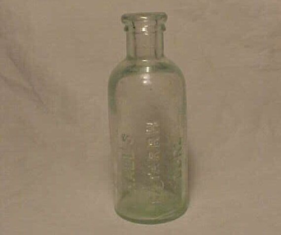 c1890s Hall's Catarrh Cure Aqua Glass Cork Top Medicine