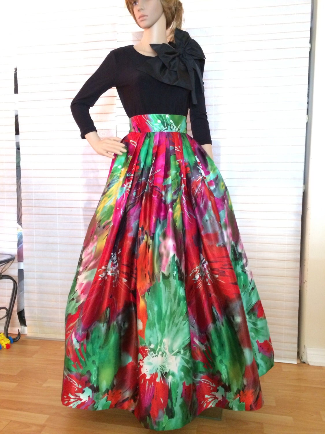 Long elegant couture multicolor dress high fashion dress