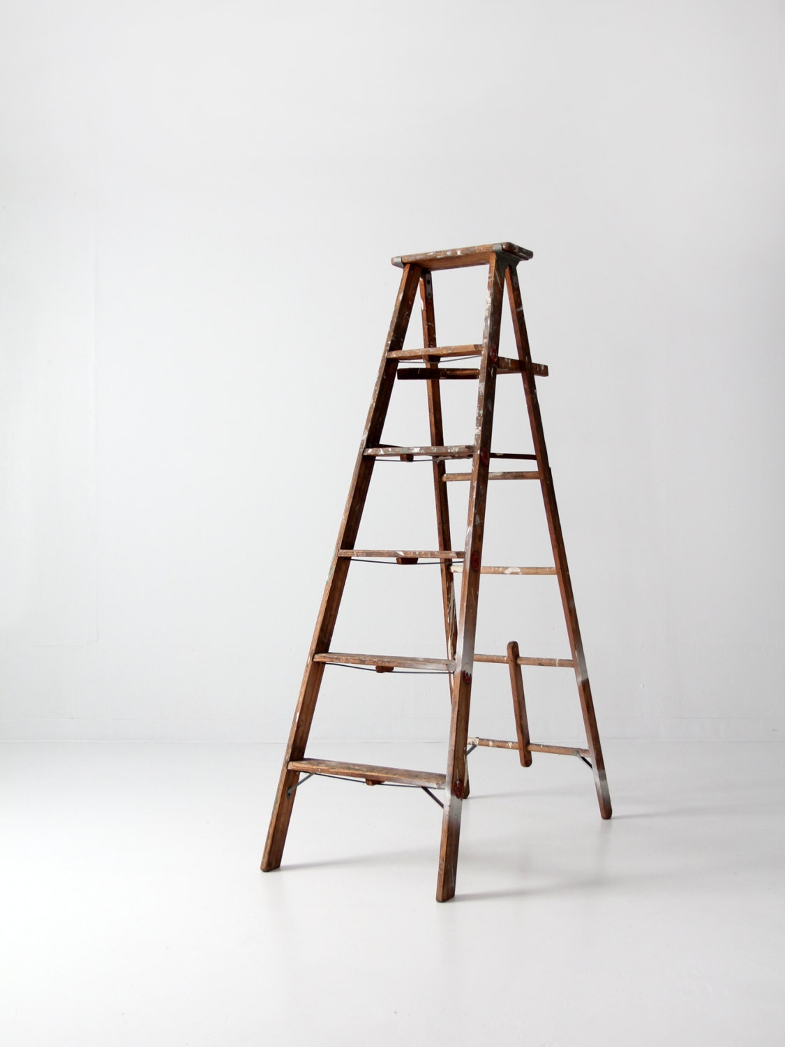 vintage painter's ladder wood ladder tall folding ladder