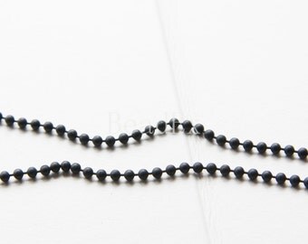 One Meter (Approx. 3.28 Feet) / Matte Black Plated / Brass Base / Ball Chain / Chain (2.0B)