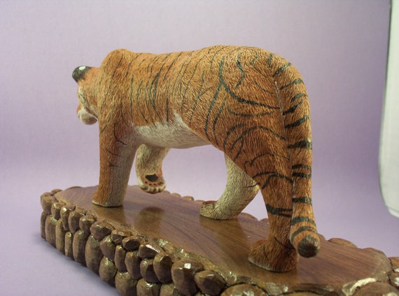 wooden tiger sculpture