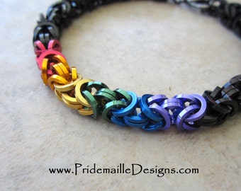 Square Wire Rainbow Byzantine Bracelet - Chainmaille Jewelry