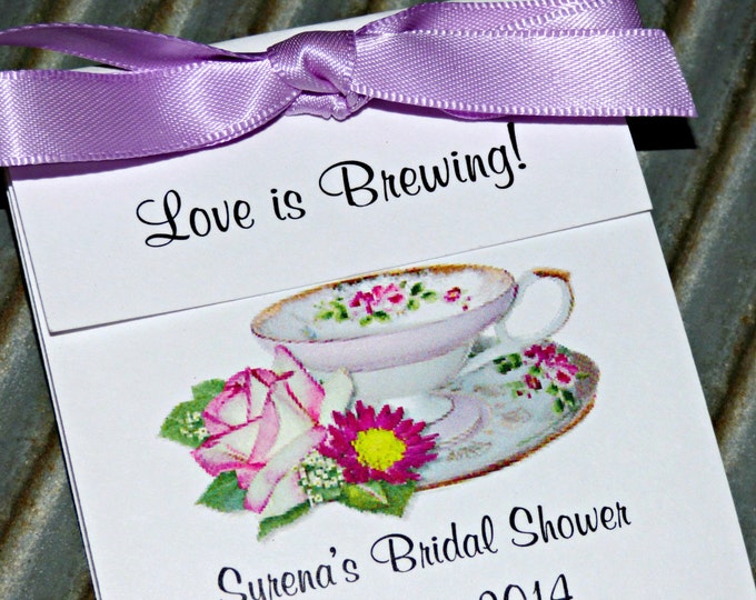 Personalized Tea Bag Party Favors Henrietta Pink White Rose Teacup perfect for a Wedding or Bridal Shower Tea Party Favors