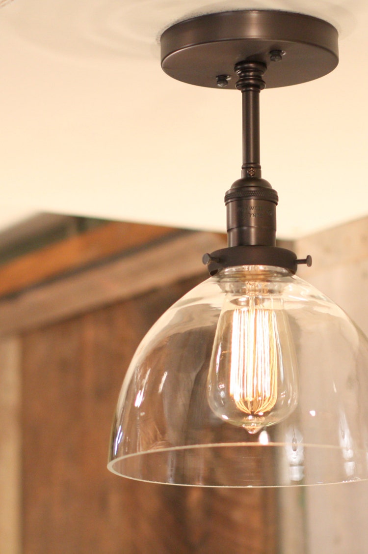 Downrod Pendant Light with 8 Clear Rounded by lucentlampworks