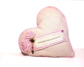 Shabby chic Valentine's Day pillow, Anniversary pillow, pink heart pillow, pillow with quote, wedding pillow
