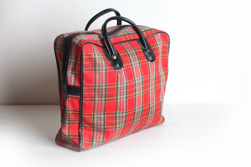 Vintage Plaid Canvas Tote Bag by thisvintagething on Etsy