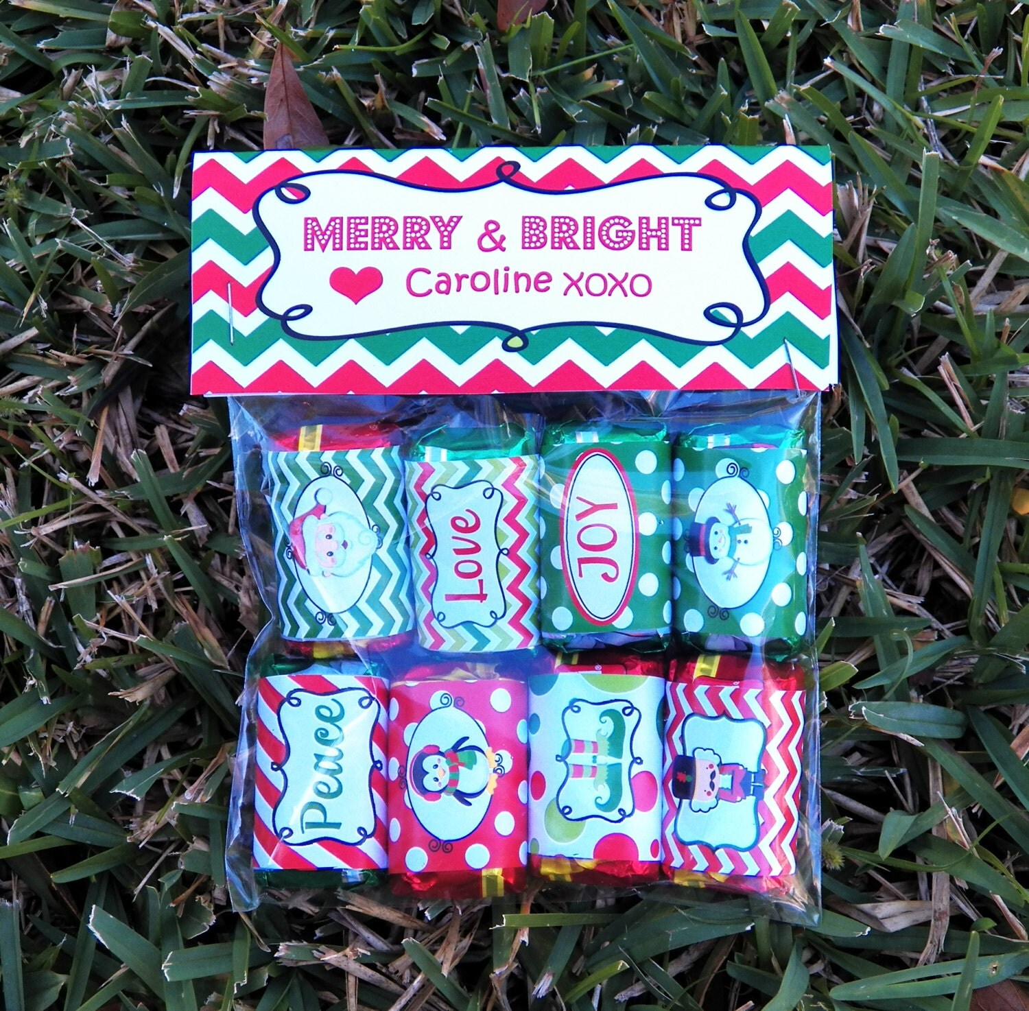 Personalized Christmas Bag Toppers Tent Style Labels