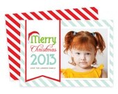 Printable Custom Christmas Photo Card Template - Santa's Hat Il_170x135