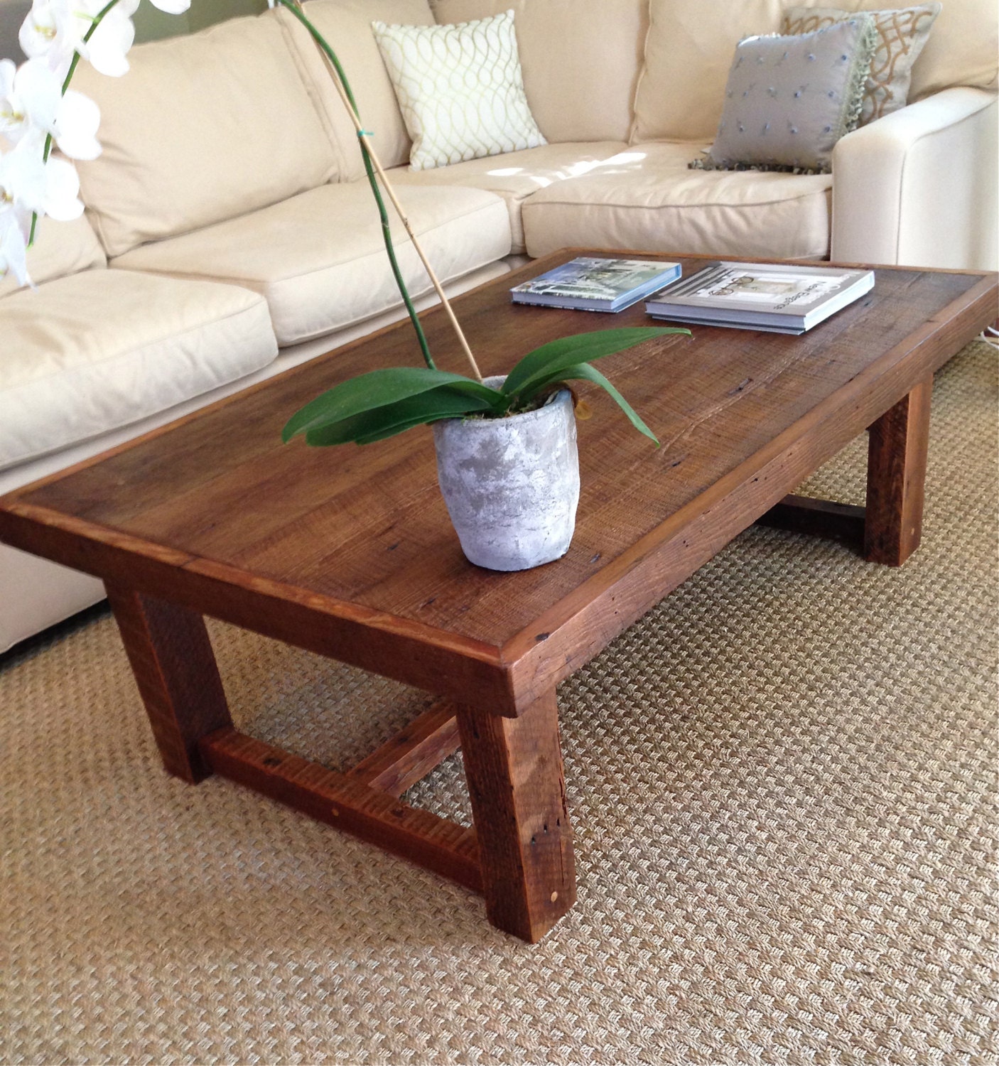 Large Rustic Pi Coffee Table Made From Reclaimed New Orleans