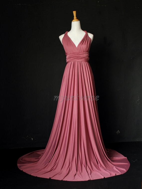  Dark  Pink  Bridesmaid  Dress  Wrap Infinity Dress  Wedding  Gown