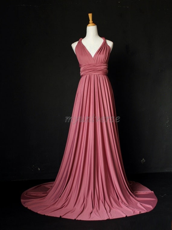 Dark Pink  Bridesmaid  Dress  Wrap Infinity Dress  Wedding  Gown