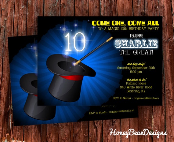 Items similar to PRINTABLE Magic Show Birthday Party Invitation ...