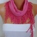 ON SALE - 50% OFF - Spring Scarf Fuchsia Scarf Cotton Scarf Cowl with Lace Edge - best selling item scarf