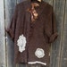 Lets meet for coffee mocha brown vintage lace upcycled rustic prairie girl cardigan lace sweater ooak