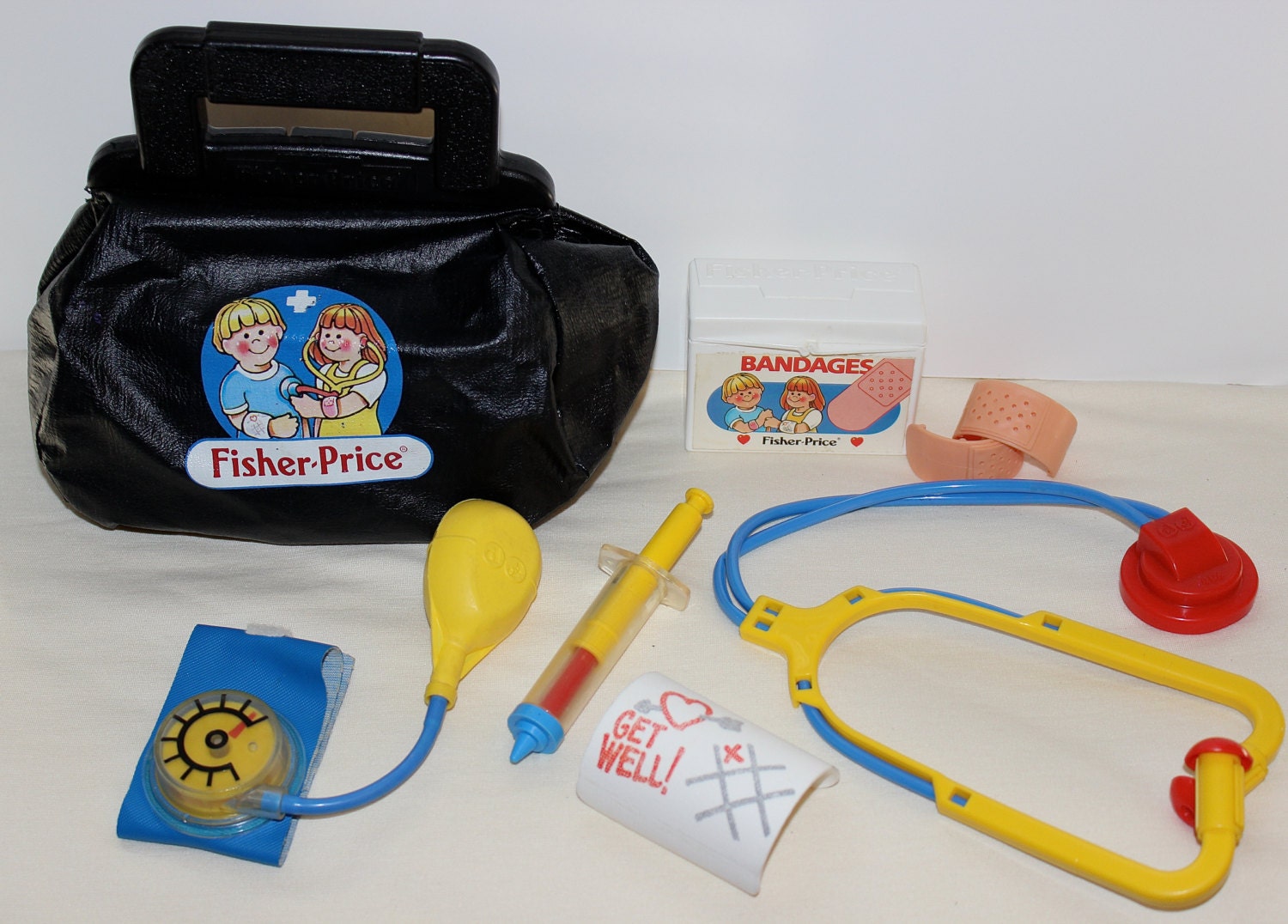 Fisher Price Vintage Doctor Bag Medical Supplies Kit