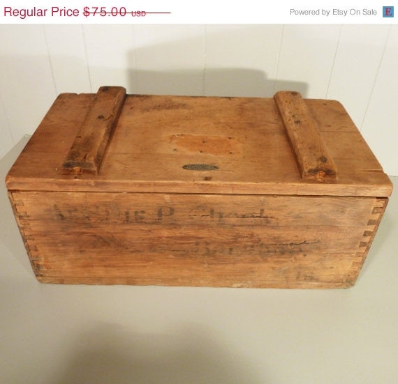 vintage rustic pine tool box wooden trunk by gillardgurl on Etsy