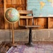 Antique Wooden School Chair Cast Iron Base