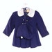 Vintage Baby Clothes, 1950's Royal Blue and White Linen Baby Girl Coat Set, Handmade, Vintage Baby Coat, Vintage Baby Bonnet, Size 12 Months