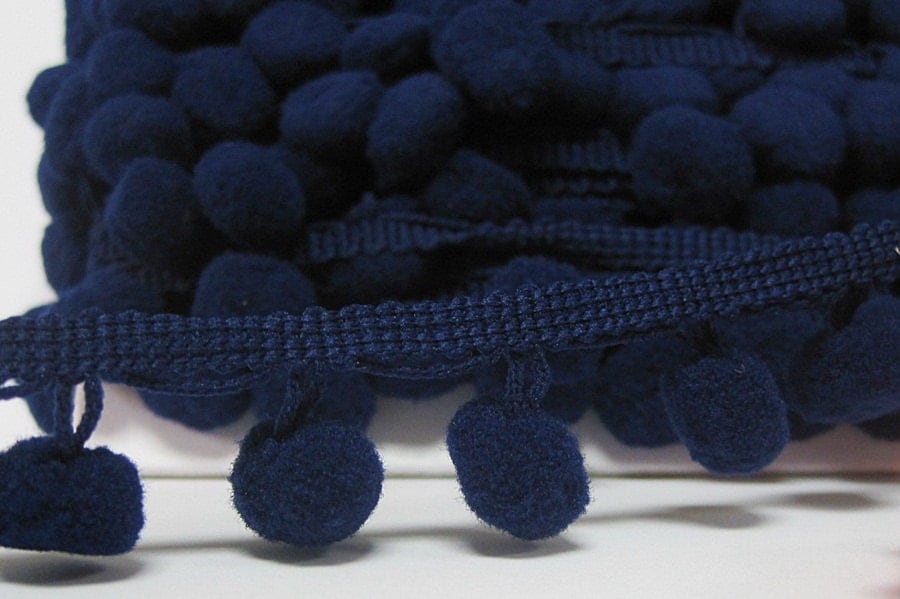 5 Yards Navy Blue Large Pom Pom Trim Blue Trim Blue pom pom