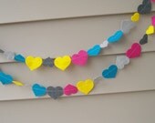 SALE Heart Felt Garland with Grey, Blue, Yellow Fuchsia Il_170x135