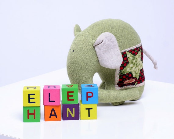 green elephant stuffed animal