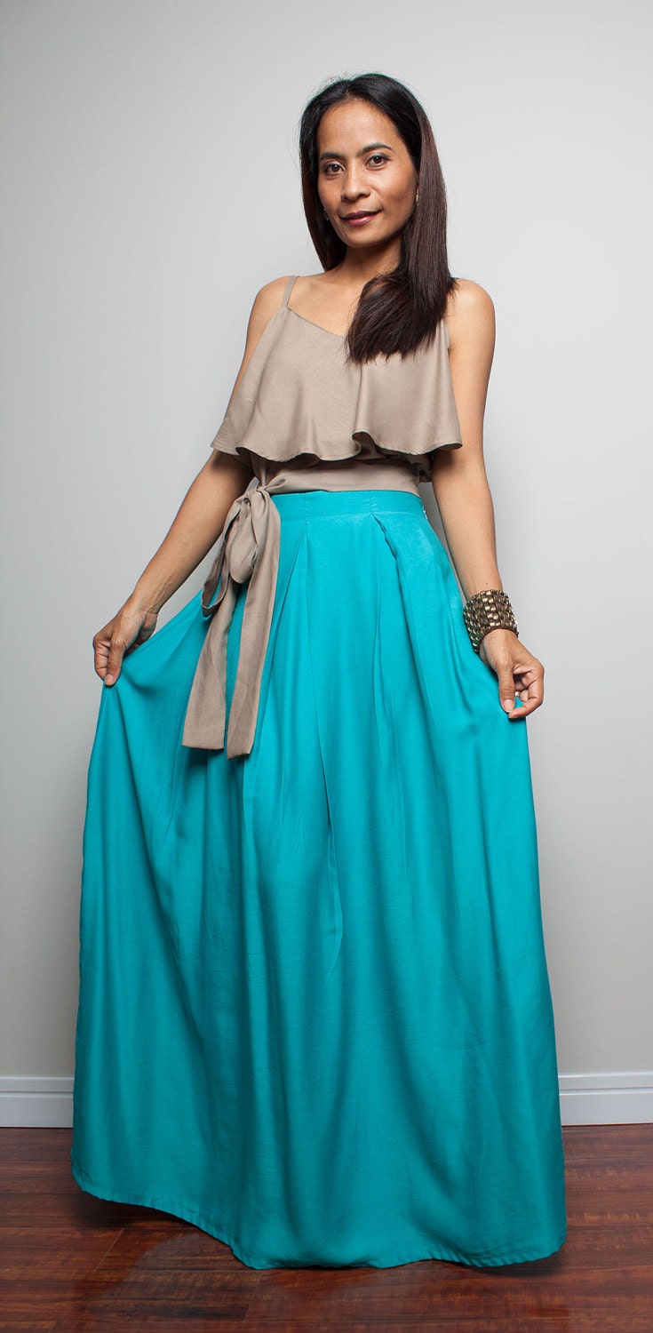 Long Skirt Floor Length Turquoise Maxi Skirt : Feel Good