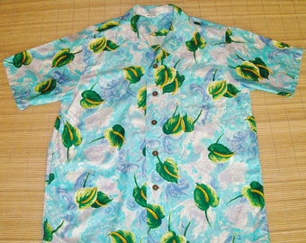 Mens Vintage 60s Mod Floral Hawaiian Aloha Shirt - L - The Hana Shirt Co