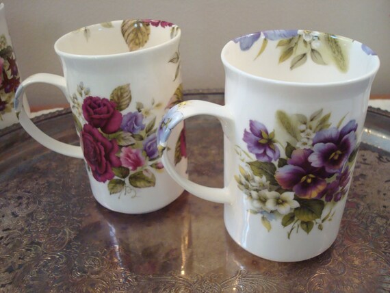 St. George mugs fine bone china mugs England pink roses