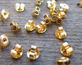 200 pairs Gold Earring Backs 5mm Nickel Free