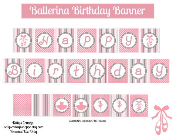 Ballerina Birthday Banner, Instant Download, Printable, Digital Il_570xn