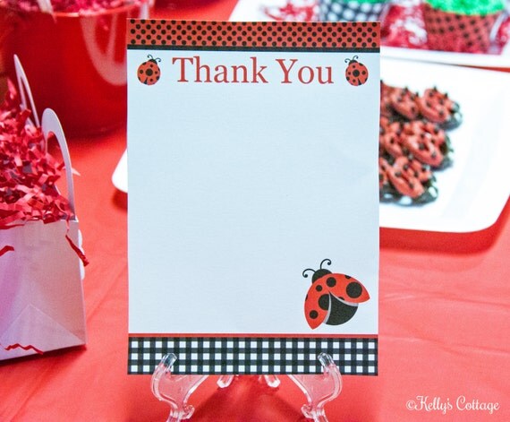 Ladybug Birthday Party Thank You Notes (5 x 7), Instant Download, Printable, Digital Il_570xn
