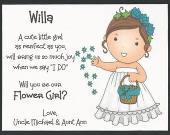 BRUNETTE Willa - Will you be my Flower Girl Flat card - Personalized custom