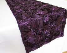 A   etsy rosette Runner     ( Satin SIZE SELECT purple) runner Rosette table Color Plum Table