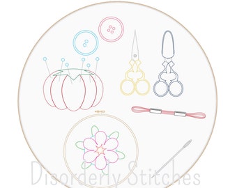 Cross Stitch Supplies Hand Embroidery PDF Pattern Instant Download