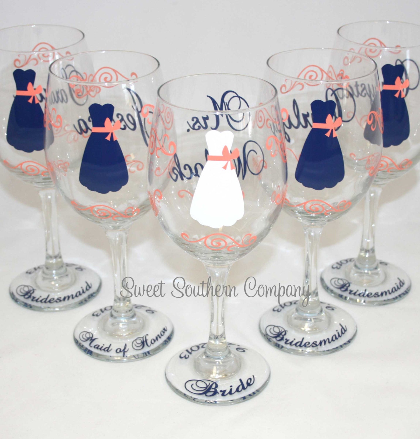 6 Personalized Bride And Bridesmaid Wine By Sweetsoutherncompany