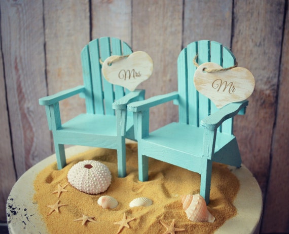 chairs-miniature Adirondack chairs-wedding cake topper-beach chairs 