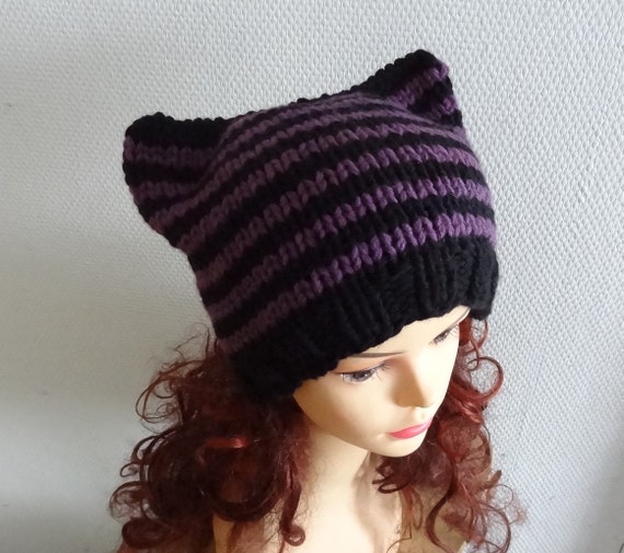 Cat Ears Hat Cat Beanie Chunky Knit Winter Accessories by Ifonka
